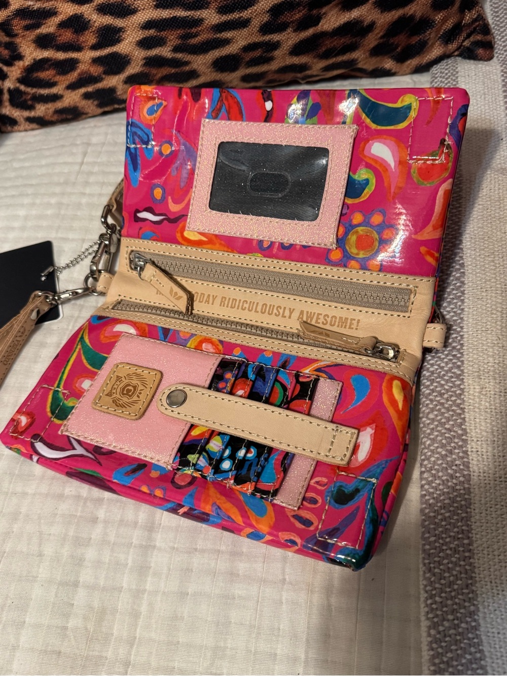 Consuela Ceci Uptown NWT Pink Multi-Color Abstract Crossbody Wristlet